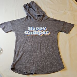Kids Happy Camper Short Sleeve Hooded T-shirt Large Soft & Strethcy